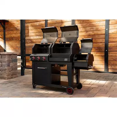 3-Burner Propane Gas Grill And Oakford 1150 Pro Offset Smoker Charcoal Combo NEW • $977.57