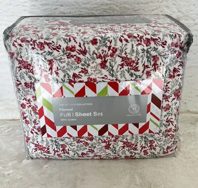 Martha Stewart Collection Cotton Flannel Holiday Floral FULL Sheet Set NEW • $37.80