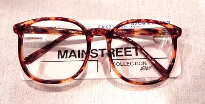 Vintage MAINSTREET Jenny Brown Amber 54/21 P3 Round Eyeglass Frame NOS # 253 • $9.99