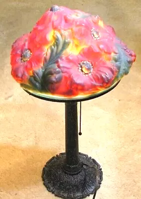 Vintage Large Puffy Pairpoint Design Reverse Painted Lamp #EB64 • $2373.10