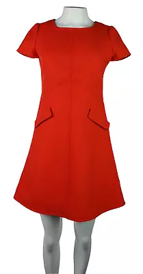 Vintage 60s COURREGES Paris US Small Red Wool Cap Sleeves Mini Shift Dress Mod • $299.99