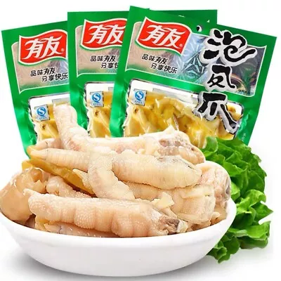$24.99 • Buy 6 Bags Youyou Spicy Chicken Feet Vacuum-packed 有友泡椒凤爪 山椒味/椒香味+酸菜味 选择你喜欢口味