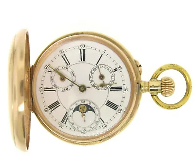 £7494.20 • Buy Antique 14k Solid Gold Day Date Moon Phase French Qualite Lepine Pocket Watch