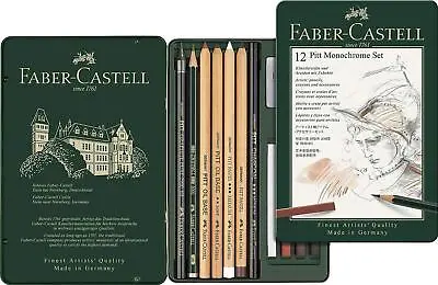 Faber-Castell Pitt Monochrome Pencil Drawing Tin Set 12pc • $32.05