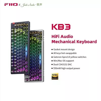 FiiO KB3 HiFi Audio 75% Mechnical Keyboard W/Music Decoder 3.5mm & 4.4mm Output • $119.99