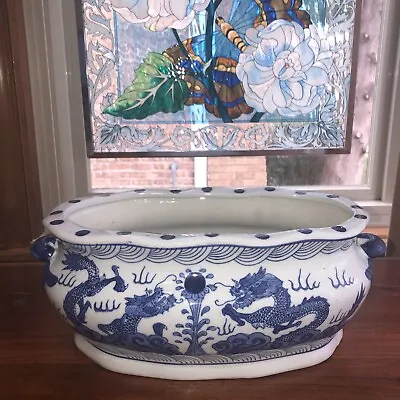 $240 • Buy Footbath Planter Vintage Oriental Blue & White Dragon Design Grand Millennial
