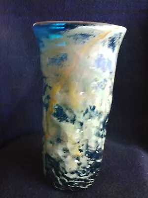 Medina Art Glass Vase Made In Malta Blue Green Gold Signed Pre-owned • $39.99