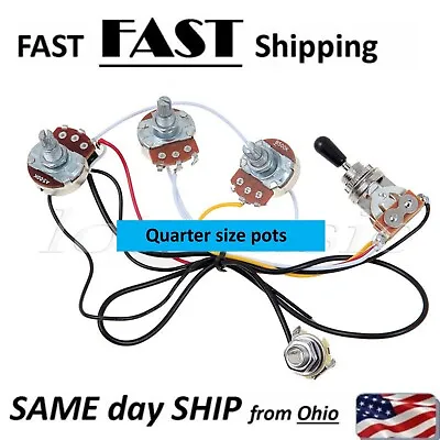 Electric Guitar Wiring Harness Kit 3 Way Toggle Switch 2 Volume 1 Tone 500K • $29.97