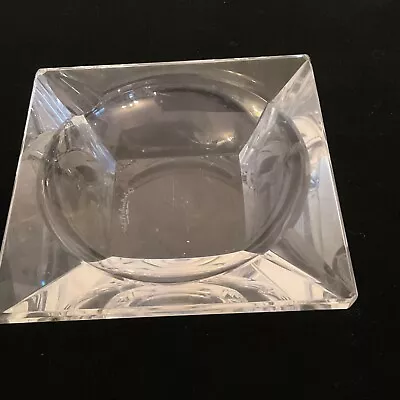 Superb Vintage Val St Lambert Faceted Cut Crystal Glass Ashtray. Signed. Belgium • £10