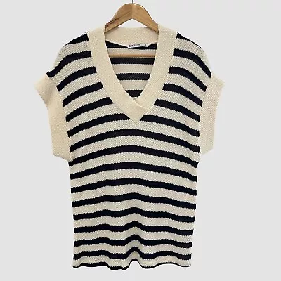 Stateside Sleeveless Stripe V-Neck Sweater S • $39