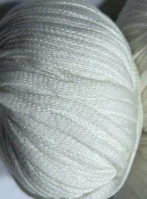 Job Lot Knitting Yarn Wool 3x Ball RICO Fashion Summer Ribbon Tape White KL8769 • £4.49