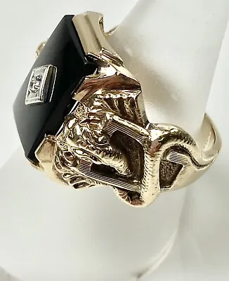 10k Art Deco Diamond Figural Snake Ring Vintage Retro (c266b) • $949.99