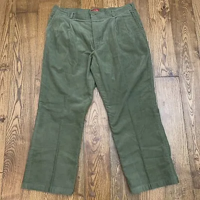 Haband’s Flannel Lined Corduroy Pants Men’s Green 38s Measure 27.5 Inseam • $16.88
