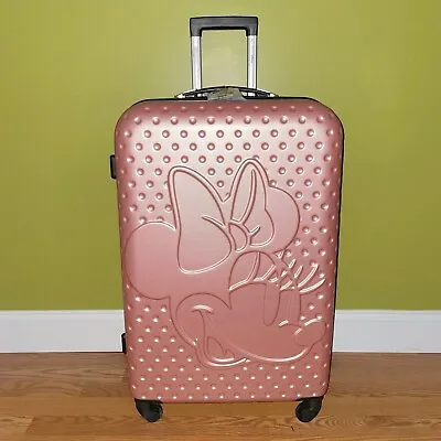 Bioworld Disney Metallic Pink Minnie Mouse Luggage 28  Hardside Wheeled Spinner • $199.99