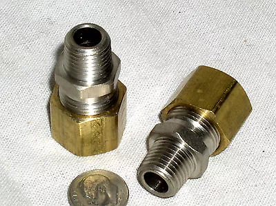 2 Brass Stainless 1/4  Male Npt X 3/8  (1/2  Od) Compression Fitting Adapter Usa • $7.98