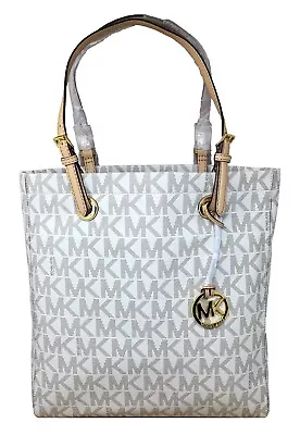 Michael Kors Jet Set Item North South Tote In Signature Vanilla PVC - NWT • $99.95