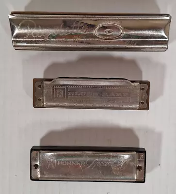 Lot Of 3 Vtg Pocket Harmonicas Germany M Hohner Special 20 Blues Harp Rigoletto • $24