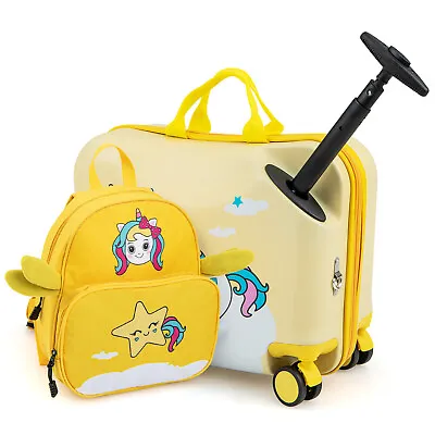 2Pcs Kids Luggage Set Carry-on Hardshell Suitcase Backpack Set Unicorn Luggage • £49.95