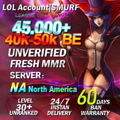 $3.39 • Buy NA 🌍 League Of Legends ACC💎 LOL 💎40K 45K BE Smurf CAPS L30 Unranked PC