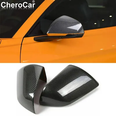 2X Carbon Fiber Side Door Rearview Mirror Cover Trim Shells For Ford Mustang 15+ • $32.99