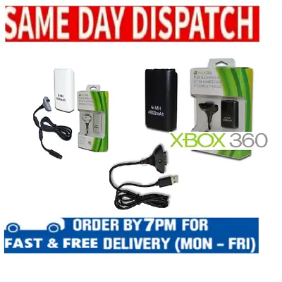 4800mAH Battery Pack + Charge Cable For XBox 360 Control Pad White Black • $11.36