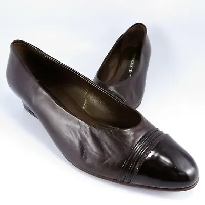 PETER KAISER Dress Flats Womens Size 9M Brown Leather Patent-Toe Slip-Ons Pumps • $30.44