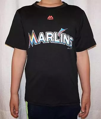 Majestic Miami Marlins MLB Youth Cool Base T-Shirt - Black • $12