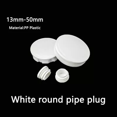 White Round Pipe Plug Stainless Steel Pipe Inner Plug Round Pipe Plug 13mm-50mm • $2.43