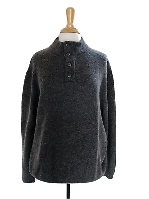 Men 100% Wool Sweater Button Henley XL Brown Enzo Mantovani • $22.94