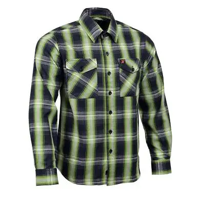 Milwaukee Leather Men's Blk And Green W White Long Sleeve Cotton Flannel Shirt • $45.99