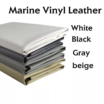 Marine Vinyl Synthetic Leather Fabric Multi Sizes BlackGrayBeigeWhite 4Colors • $12.99