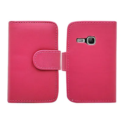 PINK WALLET Plain Phone Case&card Slots Samsung Galaxy Young GT S-S6310L S6310N • £3.08