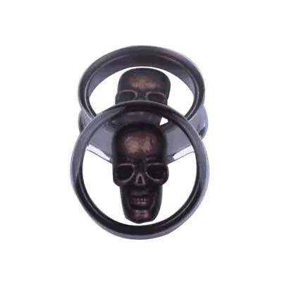 Pair Clear Skull Steel Ear Plugs Tunnels Ear Gauges  Piercings Body Jewelry • $15.01