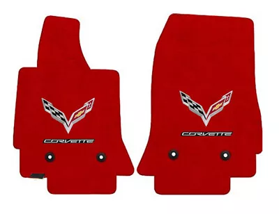 $182.99 • Buy NEW! Adrenaline Red FLOOR MATS 2014 - 2019 CORVETTE C7 Flags Double Logo Pair
