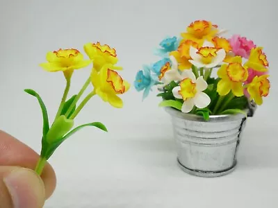 1 Pc Miniature Daffodil Flower Clay Dollhouse Handmade Decor 1:12 Scale • $1.96