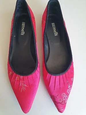 Minelli Escarpins Pointus Canvas Satin Small Heels Type Asia T 38 Vgc  • $67.36