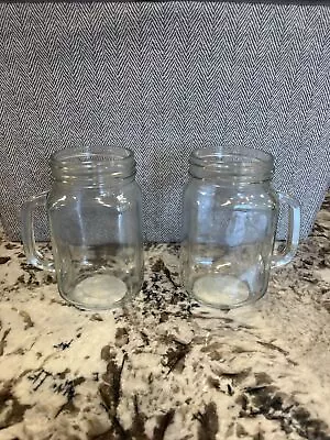 2 Mason Drinking Jar With Handle Glass Mug Mini • $3.75