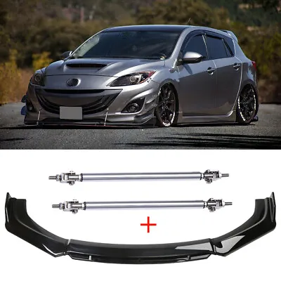 For 2004-21 Mazda 2 3 5 Front Bumper Lip Spoiler Splitter Body Kit + Strut Rods • $89.39