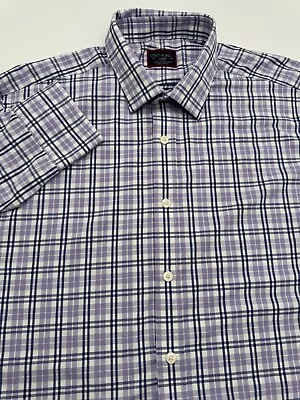 UNTUCKit Dubin Shirt Long Sleeve Purple Blue Plaid Mens Large Slim Fit Nylon • $19