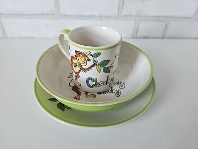 Whittard Of Chelsea Cheeky Monkey Small Child’s Mug Cup Plate Bowl Breakfast Set • £14.95