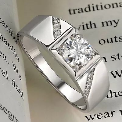 VVS1 Moissanite Wedding Ring For Men Ring Band Sterling Silver Jewelry For Him • $44.99