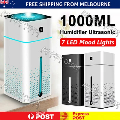 $15.39 • Buy 1L Ultrasonic Air Humidifier Mist Aroma Diffuser Oil Purifier LED Light USB AUS