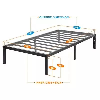 TATAGO 18 Inch Heavy Duty 3500lbs Strong Platform Metal Steel Bed Frame 6-Size • $77.19