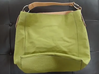 👜Vintage Maurizio Taiuti Lime Green Leather Handbag Extra Large 1 Day Ship!👍 • $25.99