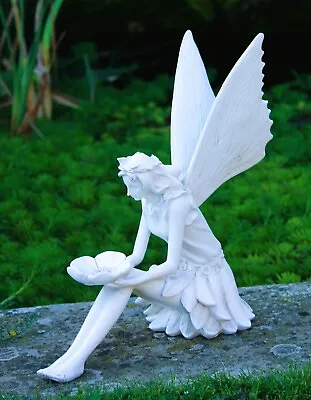 Garden Ornament Sitting Magical Fairy Figurine Angel Statue Home Decor 28cm • £12.75