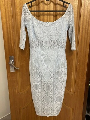 $5 • Buy ASOS Petite Baby Blue Lace Sheer Dress Size 12