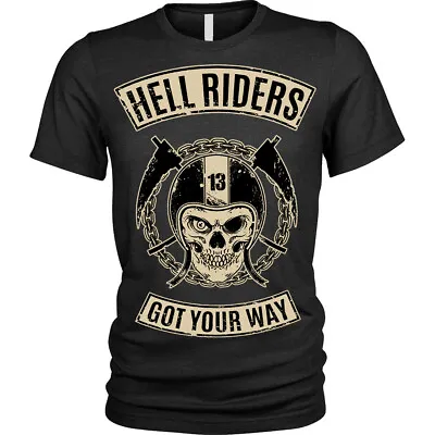 £10.95 • Buy Hell Riders Skull Biker Motorcycle Motorbike Rider T-Shirt Unisex Mens
