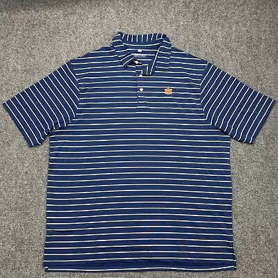 Auburn Tigers Polo Shirt Mens Extra Large Blue Stripe Split Hem Quick Dry Flex • $29.99