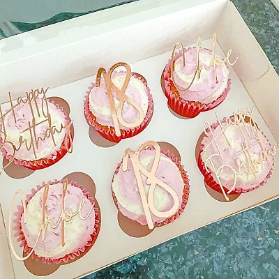 £5.99 • Buy Custom Cupcake Toppers Personalised Name Age Happy Birthday Party Decor Decorati