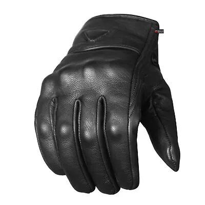 Men's Premium Leather Street Motorcycle Protective Cruiser Biker Gel Gloves • $19.99